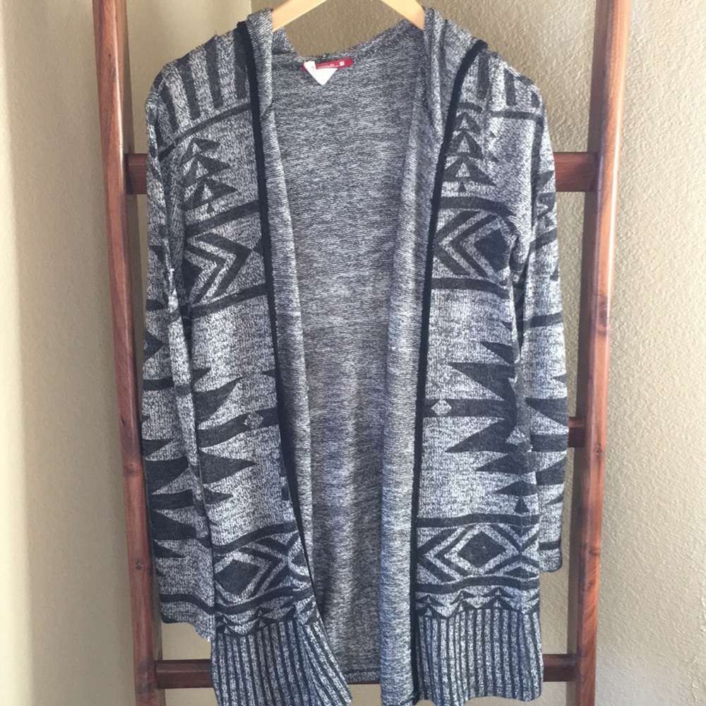 Aztec print hooded sweater